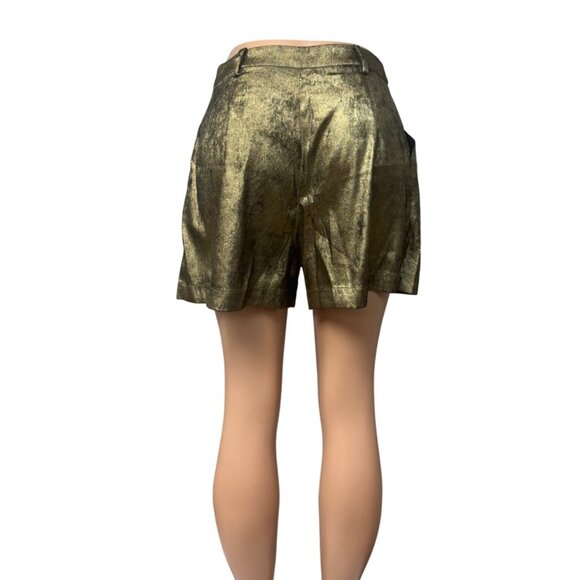 GUESS Topia Metallic Tie-Front Shorts , Gold,  Sz. M- NO BELT - Picture 14 of 14